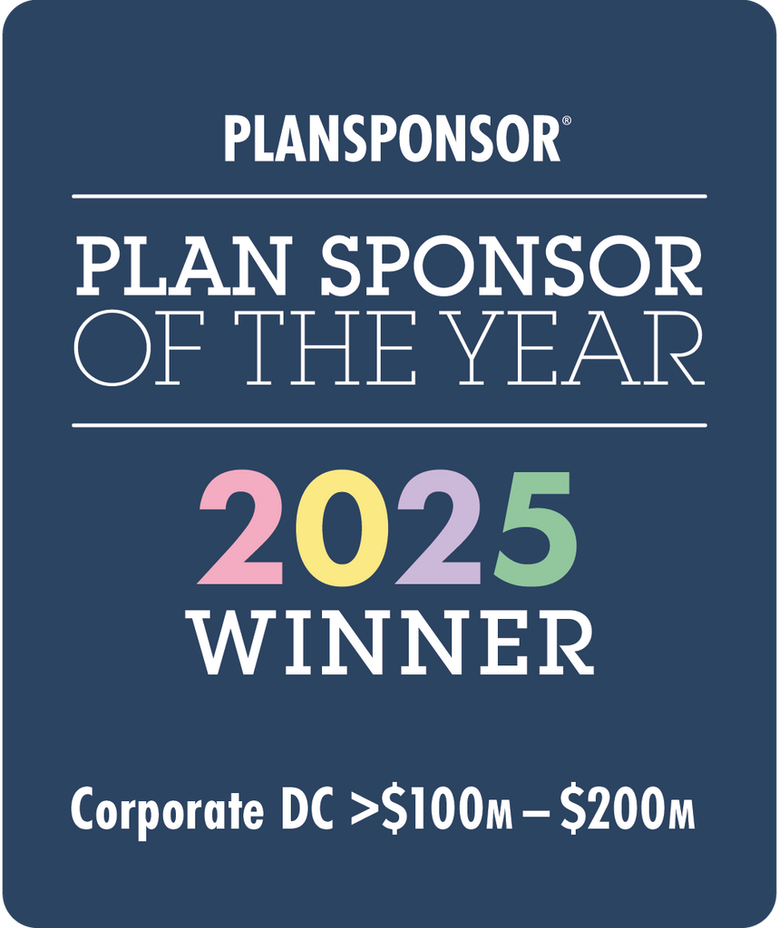 Logo: 2025 PLANSPONSOR Plan Sponsor Of Year_ Corporate DC >$100MM-$200MM Winner, Desk Plaque
