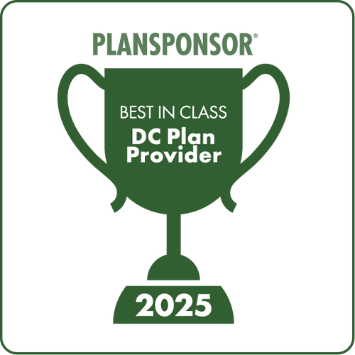 Logo: 2025 PLANSPONSOR Best in Class DC Plan Providers Desk Plaque