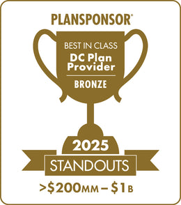 Logo: 2025 PLANSPONSOR Best in Class DC Plan Provider Standouts _ Bronze: Plan Assets >$200MM-$1B