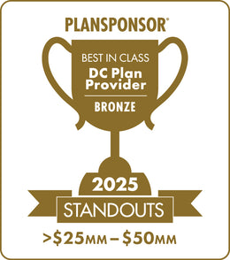 Logo: 2025 PLANSPONSOR Best in Class DC Plan Provider Standouts _ Bronze: Plan Assets >$25MM-$50MM