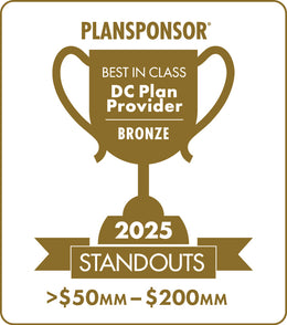 Logo: 2025 PLANSPONSOR Best in Class DC Plan Provider Standouts _ Bronze: Plan Assets >$50MM-200MM