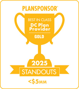 Logo: 2025 PLANSPONSOR Best in Class DC Plan Provider Standouts_ Gold: Plan Assets <$5MM