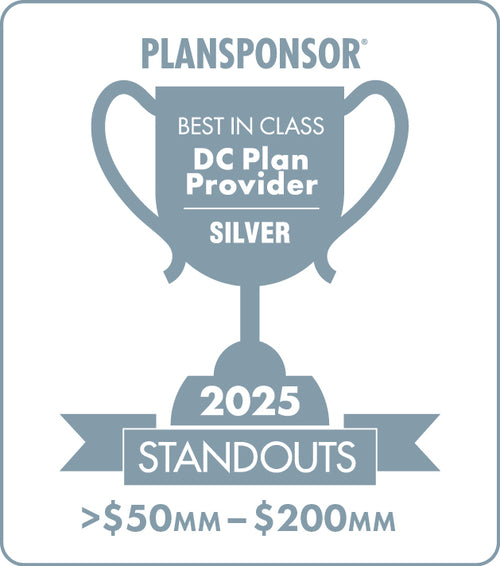 Logo: 2025 PLANSPONSOR Best in Class DC Plan Provider Standouts_ Silver: Plan Assets >$50MM-$200MM