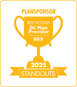 Logo: 2025 PLANSPONSOR Best in Class DC Plan Provider Standouts_ Gold Generic, Desk Plaque