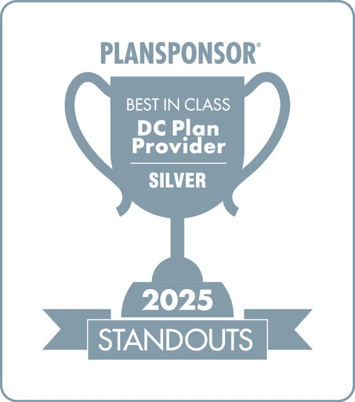 Logo: 2025 PLANSPONSOR Best in Class DC Plan Provider Standouts _ Silver: Generic, Desk Plaque