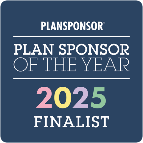 Logo: 2025 PLANSPONSOR  Plan Sponsor Of Year_ General Finalist, Desk Plaque