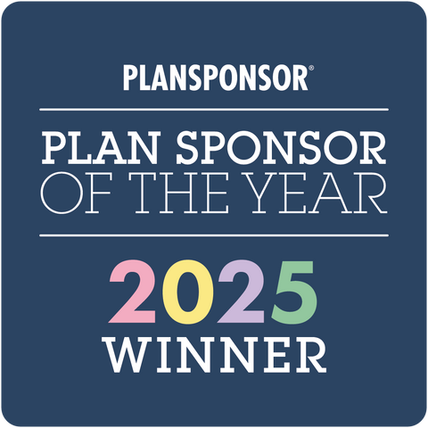 Logo: 2025 PLANSPONSOR  Plan Sponsor Of Year_ General Winner, Desk Plaque
