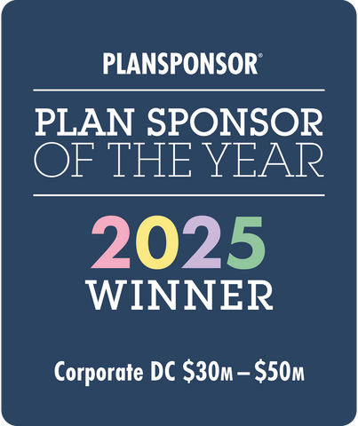 Logo: 2025 PLANSPONSOR Plan Sponsor Of Year-Corporate DC $30MM-$50MM Winner, Desk Plaque