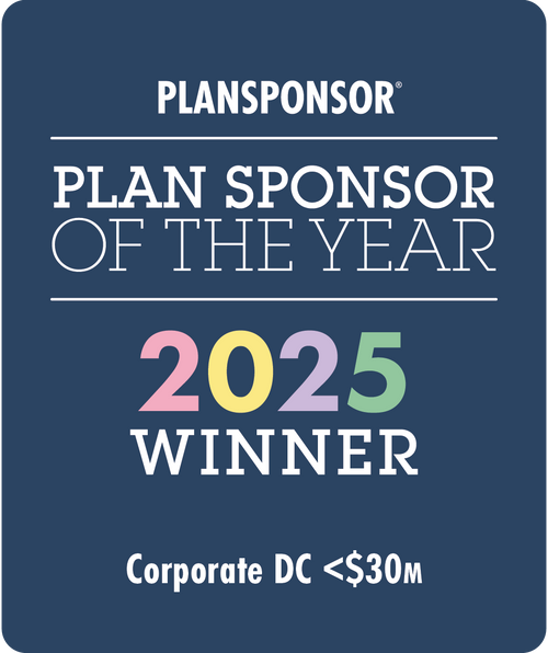 Logo: 2025 PLANSPONSOR Plan Sponsor Of Year_ Corporate DC <$30MM Winner, Desk Plaque