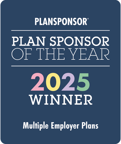 Logo: 2025 PLANSPONSOR Plan Sponsor Of Year_ Multiple Employer Plans Winner, Desk Plaque
