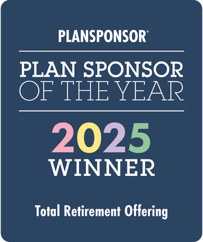 Logo: 2025 PLANSPONSOR  Plan Sponsor Of Year_ Total Retirement Offering Winner, Desk Plaque