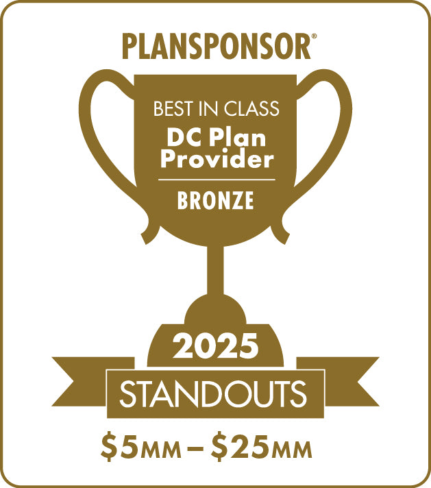 Logo: 2025 PLANSPONSOR Best in Class DC Plan Provider Standouts_ Bronze: Plan Assets $5MM-$25MM