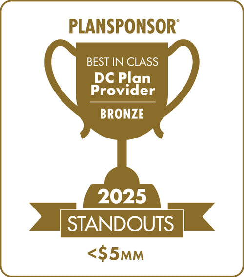 Logo: 2025 PLANSPONSOR Best in Class DC Plan Provider Standouts _ Bronze: Plan Assets <$5MM, Desk Plaque