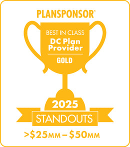 Logo: 2025 PLANSPONSOR Best in Class DC Plan Provider Standouts _ Gold: Plan Assets >$25MM-$50MM
