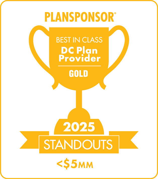 Logo: 2025 PLANSPONSOR Best in Class DC Plan Provider Standouts_ Gold: Plan Assets <$5MM