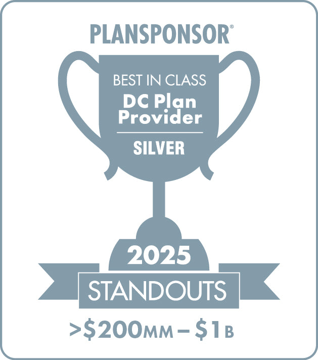 Logo: 2025 PLANSPONSOR Best in Class DC Plan Provider Standouts _ Silver: Plan Assets >$200MM-$1B