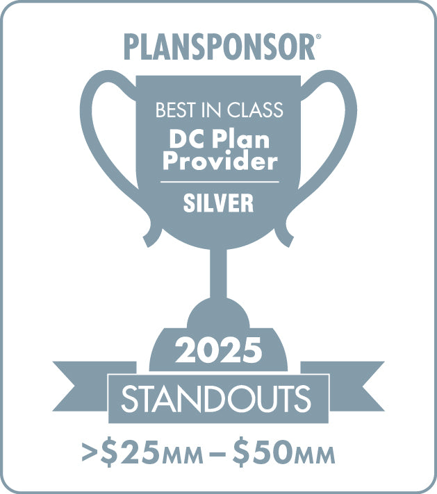 Logo: 2025 PLANSPONSOR Best in Class DC Plan Provider Standouts _ Silver: Plan Assets >$25MM-$50MM