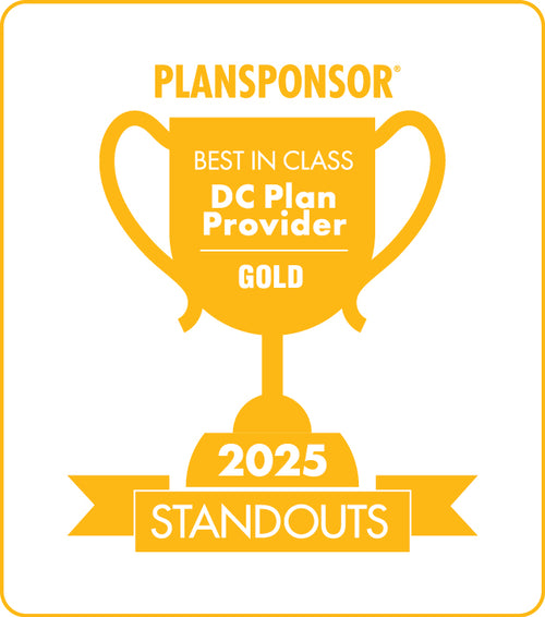 Logo: 2025 PLANSPONSOR Best in Class DC Plan Provider Standouts_ Gold Generic, Desk Plaque