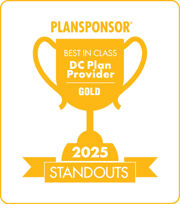 Logo: 2025 PLANSPONSOR Best in Class DC Plan Provider Standouts_ Gold Generic