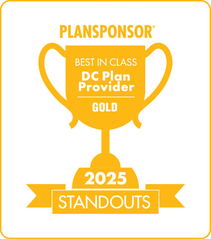 Logo: 2025 PLANSPONSOR Best in Class DC Plan Provider Standouts_ Gold Generic