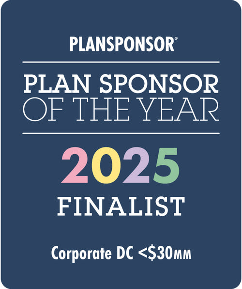 Logo: 2025 PLANSPONSOR Plan Sponsor Of Year_ Corporate DC <$30MM, Desk Plaque