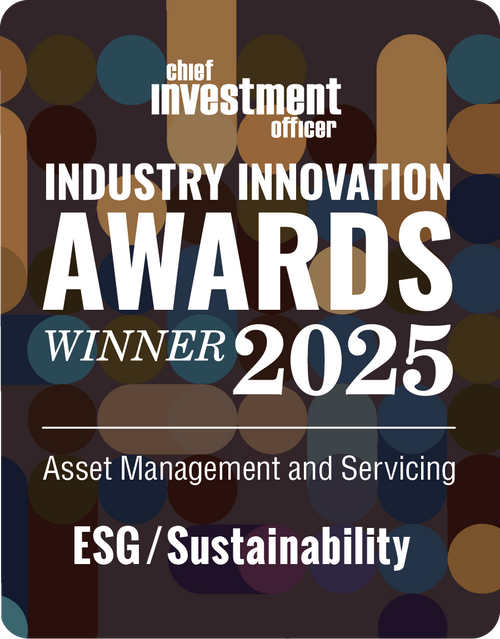 Logo: 2025 CHIEF INVESTMENT OFFICER Asset Management & Servicing: ESG/Sustainability Desk Plaque