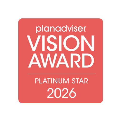 Logo: 2026 PLANADVISER Vision Awards Platinum Star Winner Desk Plaque