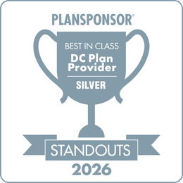 Logo: 2026 PLANSPONSOR Best in Class DC Plan Provider Standouts - Silver: Generic Desk Plaque