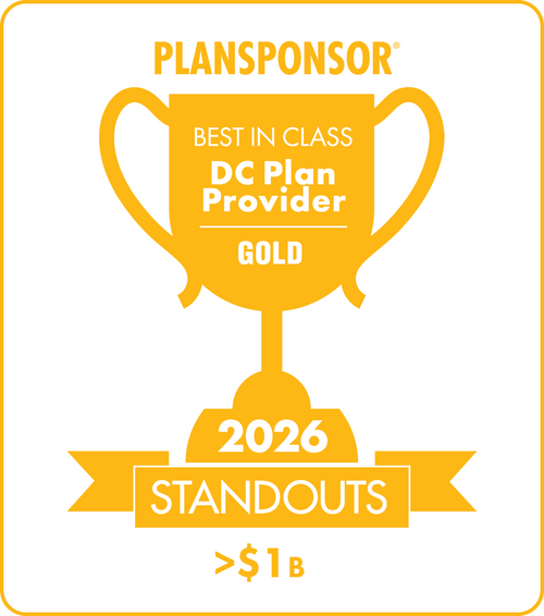 Logo: 2026 PLANSPONSOR Best in Class DC Plan Provider Standout - Gold: Plan Assets >$1B