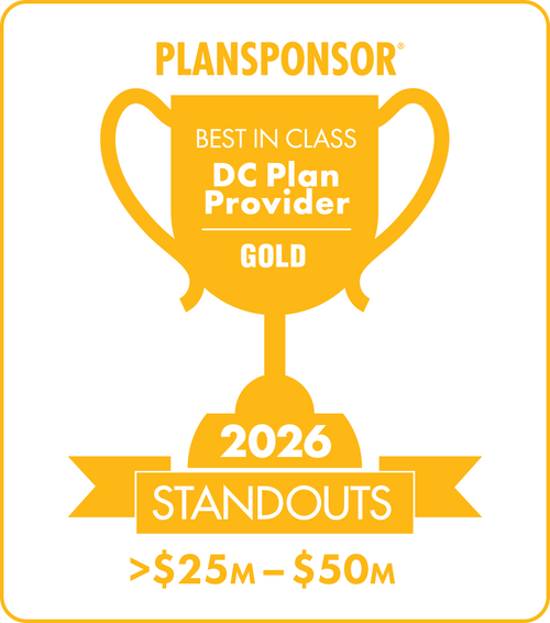 Logo: 2026 PLANSPONSOR Best in Class DC Plan Provider Standouts - Gold: Plan Assets >$25M-$50M