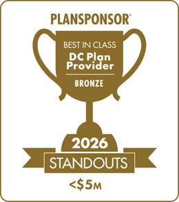Logo: 2026 PLANSPONSOR Best in Class DC Plan Provider Standouts - Bronze: Plan Assets <$5M Desk Plaque