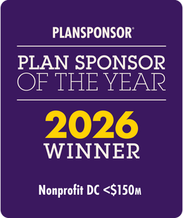 Logo: 2026 PLANSPONSOR  Plan Sponsor Of Year - Nonprofit DC<$150M Desk Plaque