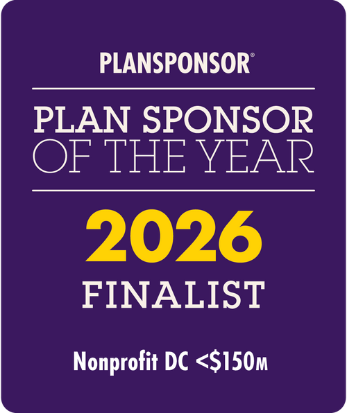 Logo: 2026 PLANSPONSOR  Plan Sponsor Of Year - Nonprofit DC<$150M Desk Plaque