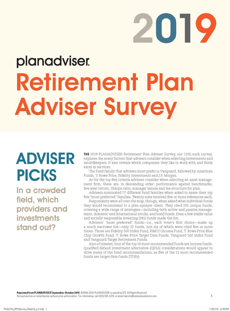 2019 PLANADVISER Retirement Plan Adviser Survey